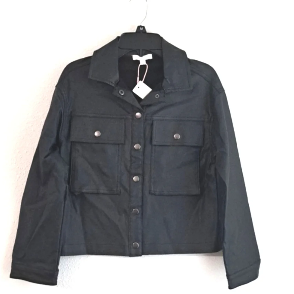 GB Girls Coated Button Front Double Pocket Shirt Jacket - Picture 1 of 4